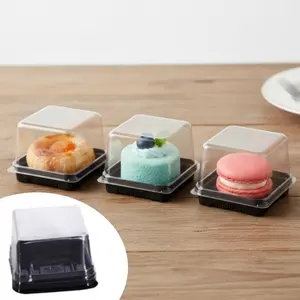 150 Pcs Mini Cake Boxes 3 Inch, Individual Mini Cake Containers, Clear Plastic Dessert Egg-Yolk Puff Mooncake Muffins Box with Lids, Cheesecake Containers for Wedding Birthday Party Favor