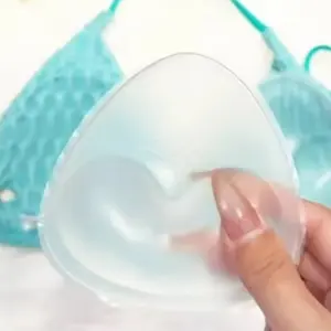 Women's Sports Bra Padding Inserts, Dual-Sided Adhesive Brush Glue Chest Pads, Inverted V Triangle Sponge Cups, Removable Enhancer