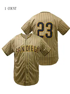 Men's #23 Loose-Fit Striped Baseball Jersey, Breathable Comfortable Sportswear, Casual All-Season Wear, Outdoor Activities & Games