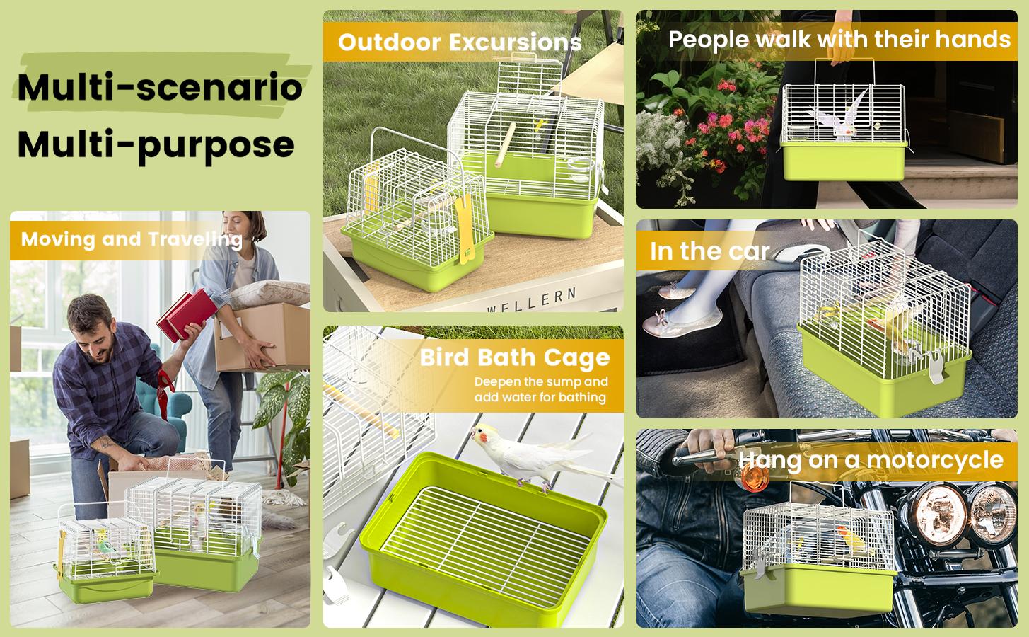 Small Bird cage,Travel Cage for Birds and Small Animals, Parakeet cage,Bird Carrier Travel cage,Bird Travel cage, jaulas para pájaros,Green