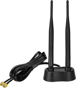 9dBi Dual Band WiFi Antenna 2.4GHz 5GHz RP-SMA WiFi Antennae with  Base and 6.5ft Extension  for PC Desktop Computer PCIe   Network Card,WiFi Router