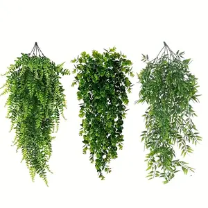 6 Pieces UV Resistant Faux Hanging Plants, Decorative Artificial Eucalyptus Vines for Indoor Outdoor Use, Perfect for Weddings & Spring Decor, Fake Plant Vine