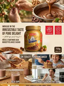 CEBON GMO-Free Hazelnut Cocoa Spread, 700g Jar, Smooth Indulgent Taste Pantry Snack, Ideal for Toast & Baking