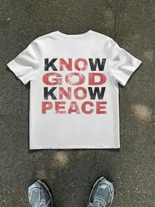 Men's Casual Daily Wear Christian Letter Print, Unique Gift Choice, Fitted Long Sleeve Top, Spring & Fall Fashion