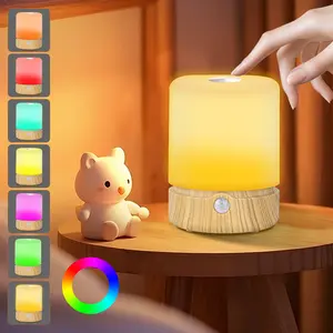 LED Night Light Bedside Lamp, Baby Nursery Lights Motion Sensor Night Lights Touch Control RGB Colors Changing, Dimmable Tabletop Rechargeable Portable Lamp for Kids Bedroom Living Room Indoor