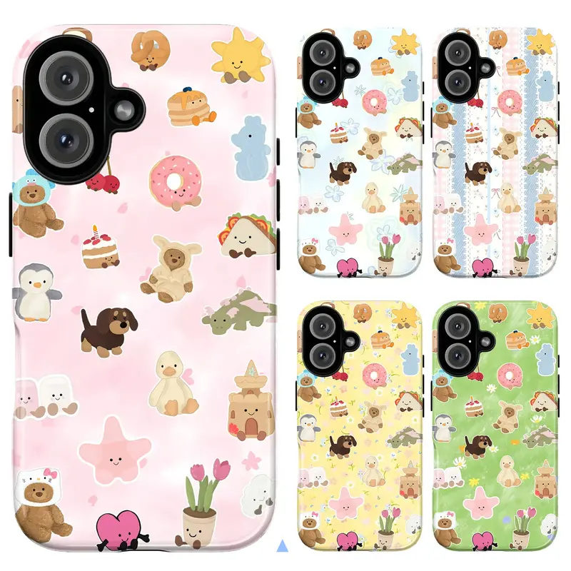Kawaii Jelly-Cat Food Friends Smartphone Case - Cute Protective Shell for Handheld Cellphone, iPhone 17,16,15,14,13,12,11 Pro Max Plus, Samsung Galaxy S26,S25,S24,S23,S22 Ultra (Offers Enhanced Protection), Casing