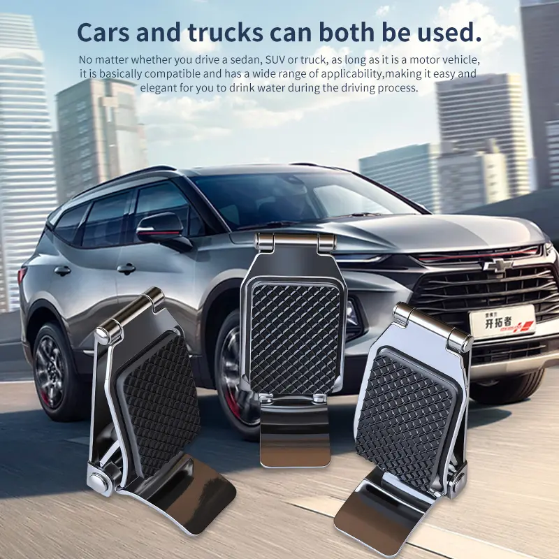 Car Water Bottle Holder Limiter Clips - Foldable Metal Finish Clips with Anti-Slip Grip, Reduces Noise & Spills on Bumpy Roads, Foldable Clips