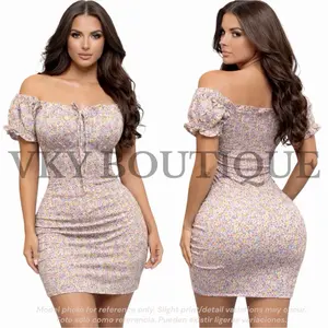 Floral Smocked Off Shoulder Mini Dress BL