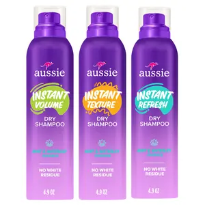 Aussie Instant Dry Shampoo Trio, 3pc Set: Original Clean (4.9 oz), Clean Volume (4.9oz), Clean Texture (4.9 oz)