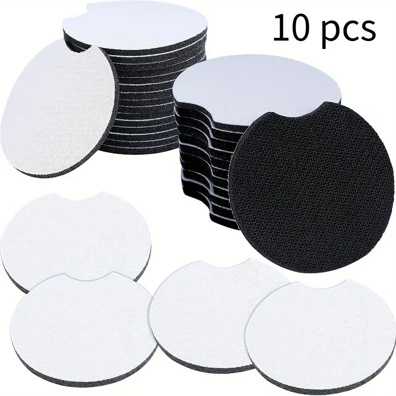 10PCS Neoprene Sublimation Blank Car Coasters, 2.75 In Circular Opening Blank Sublimation Coasters For Thermal Sublimation DIY Crafts, Car Coasters