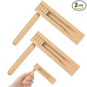 Traditional Mexican Wooden Matracas Set - 2-Pack Loud Ratchet Noise Makers,Gifts for Festive Events