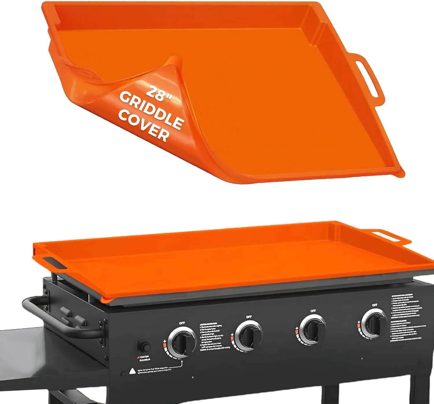 Griddle Cover Mat for Grill 28" Blackstone, Durable Full Protection Orange Grill Mat, Food Grade Material, Easy to Clean, Compact Design with Handles, Reusable
