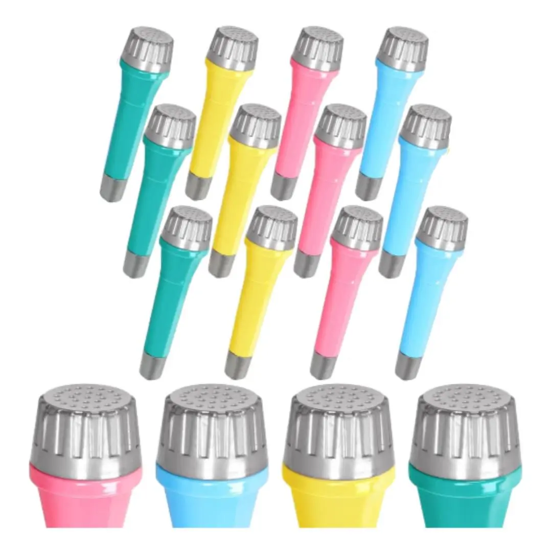 12 pieces of fake toy microphone set, plastic microphone props, children's game microphones, karaoke stage costumes, character birthday party gifts