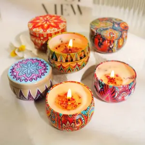 4 scented candles, jasmine, sandalwood, lavender, and rose fragrances, suitable for relaxation, bathing, and yoga - perfect holiday gift, random color, candle box