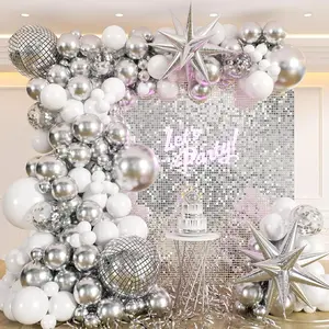 Garland Arch Kit 4D Silver Starburst Foil Balloons for Birthday Party Decorations Supplie balloon  wall Bzx4 balloon  pillar