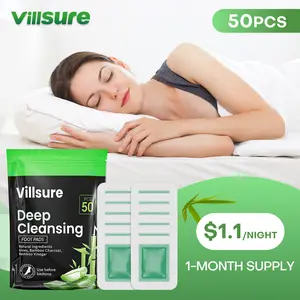 Deep Cleansing Foot Pads Foot Care With 50 Patches,Natural Aloes,Sea salt,Tourmaline,Herbal Foot Detox Patches For Foot Care,Adhesive Sheets, lmprove Sleep Quality,Relieve Fatigue and Exhaustion,Cleanse the Body & Mind,Bamboo Detox