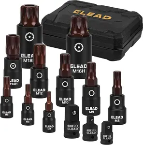 13-Piece XZN Triple Square Spline Impact Socket Set - Premium S2 Steel, M4-M18 with Drive Adapters for Mechanics