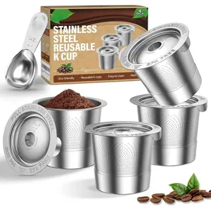 4-Pack Reusable K Cups for Keurig: Stainless Steel Reusable Coffee Pods for Keurig 1.0 - Eco-Friendly & Cost-Saving Coffee Filters for Daily Brewing - Easy to Fill & Clean