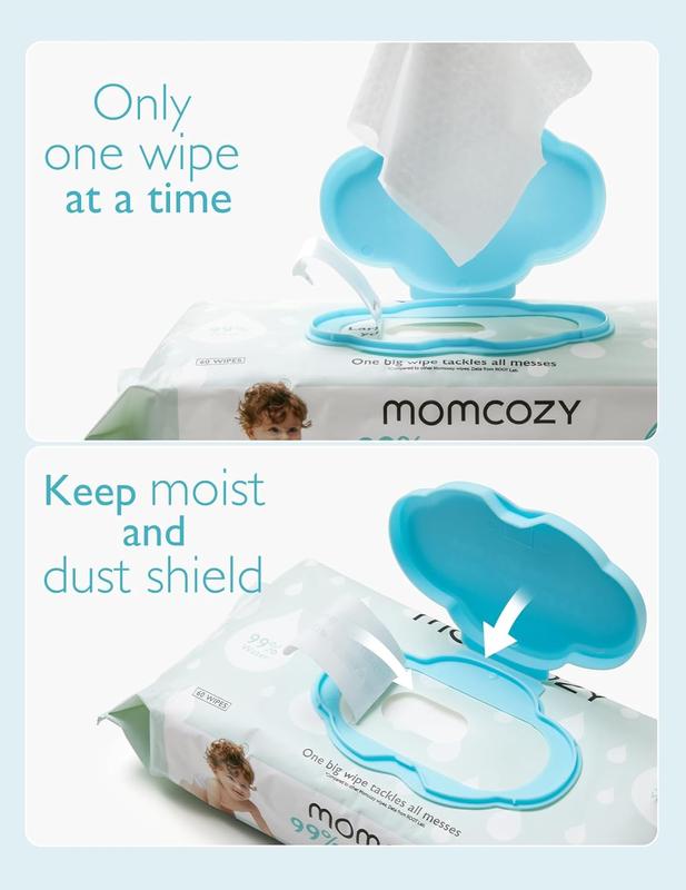 Baby wipes, Momcozy wipes - oversized, cleansing and moisturizing children's wipes, baby products, products for girls and boys, unscented baby wipes, portable maternal and child gifts, safe baby wipes