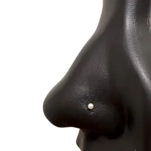 Classic Pearl Nose Stud in Surgical Steel 20 Gauge L-Shape 7mm x 4mm Hypoallergenic