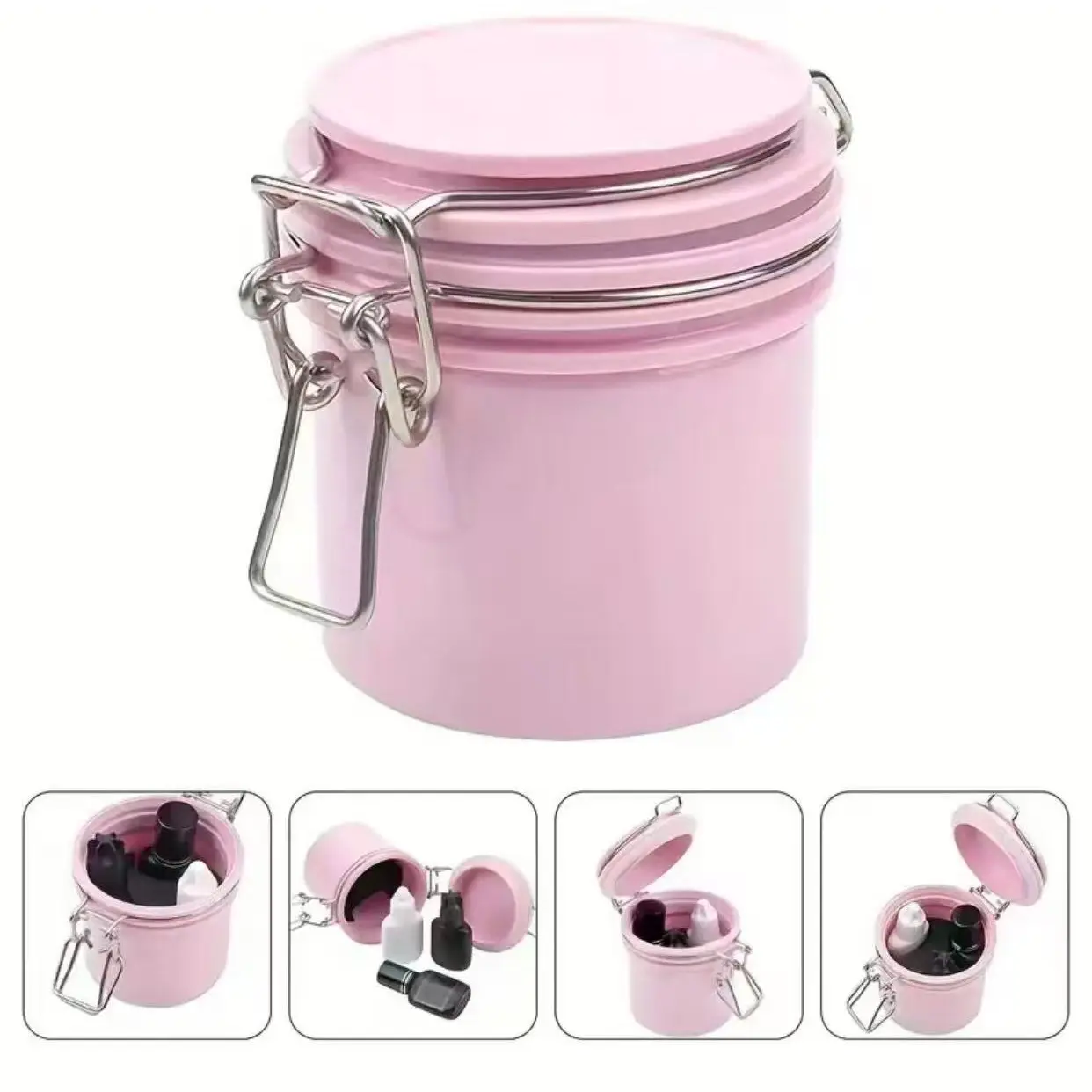 Aerosol Sealed Leak-Proof Eyelash Glue Airtight Storage Jar, Ideal for Lash Extensions, False Lashes & DIY Crafts, Embroidery Plastic Cosmetic Container, Storage Organizer, Plastic Canister Jar, Leak Proof Containers, Durable Plastic Material