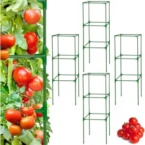 45x14.5x14.5in Square Tomato Cage for Garden - 4 Pack Adjustable Rust-Resistant Tomato Metal Trellis for Pots/Raised Beds/Outdoor, Fits Heavy  as Cucumber/Pepper/Eggplant/Pea, Easy to Assemble