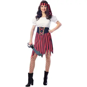 Wizland Women's Pirate Costume Pirate Outfit Women ladies pirate Costume Modest Style Dress with Belt and Headpiece