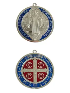 2PCS Set EXTRA LARGE 3 INCH ST BENEDICT CROSS MEDAL BLUE ENAMEL Religious Supplies FOR WALL OR DESK DISPLAY/MEDALLA DE SAN BENITO