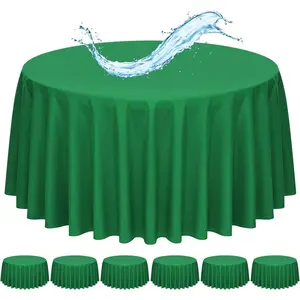 6 Pack Green Round Tablecloth 90 Inch, Waterproof Table Cloth for Round Tables Green Tablecloths Stain and Wrinkle Resistant Washable Table Cover for Dining Wedding Banquet
