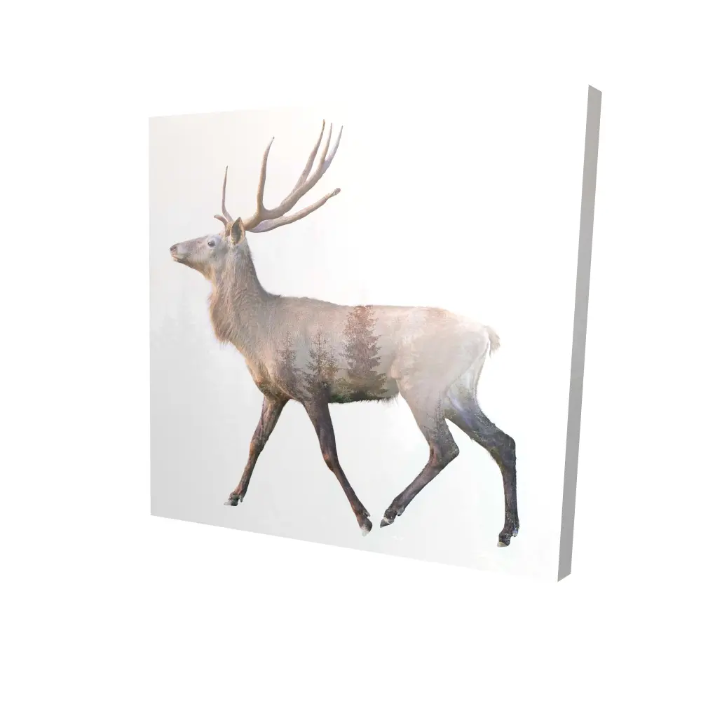 Begin Home Decor 2080-2424-AN221 24 x 24 in. Deer & Forest Canvas - Rustic Animal Bedroom Decor