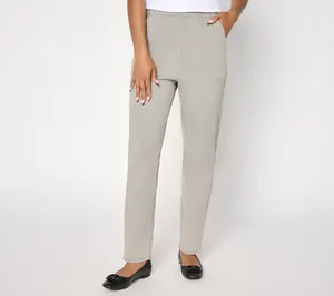 Denim & Co. Regular Black Flat Front Denim Side Pocket Pant