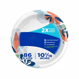 Heavy Duty 10” Paper Plates (86 Pack) | Microwave Safe, Soak Proof, Cut Resistant Disposable Plates for Daily Meals
