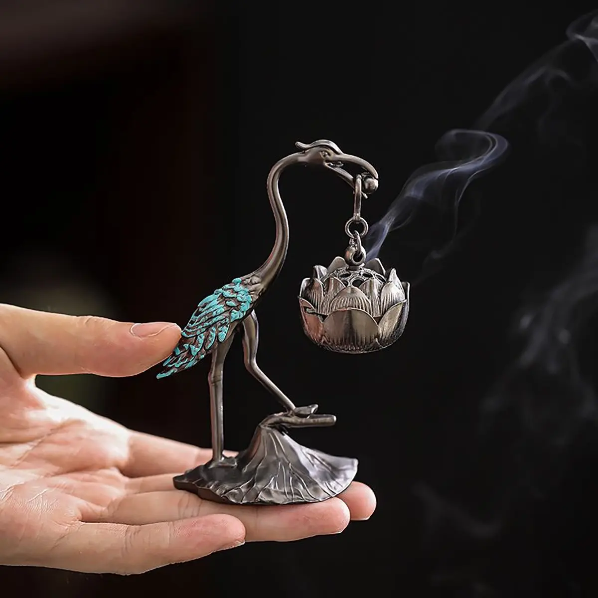 Vintage Bird Design Incense Burner, Bakhoor Burner, 1oc Multi-functional Incense Burner, Lotus Art Decoration Incense Holders for Living Room, Office, Tea Table, Home Decor