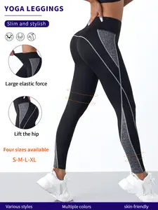 Women's High-Waisted Compression Leggings with Mesh Panel & Contour Lines for All Seasons - Slim Stylish Yoga Leggings with Large Elastic Force & Lift the Hip Feature