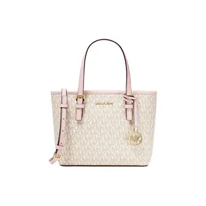 Michael Kors Jet Set Monogram Leather Tote Bag for Women in Vanilla White
