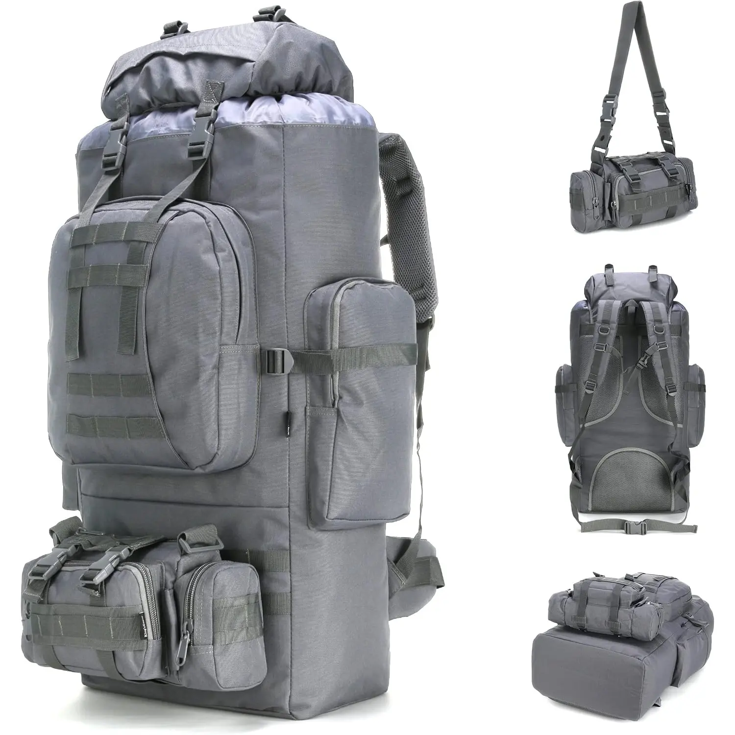 100L Durable Outdoor Hiking Backpack - Unisex 3D Foam Hiking Trekking Rucksack with Rain Cover, Zip Closure, Spacious Storage for Camping Travel