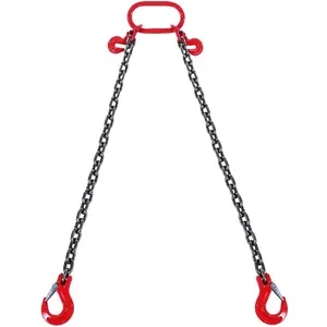 VEVOR Chain Sling, 3/8 inchx 10 ft Lifting Chains with Hooks, G80 Engine Chain Hoist Lifts, 18400 lbs/8 Ton Lifting Sling Chains for Engine Hoist, Engine Lift Chain with 4 Leg Grab Hooks AdjustersVEVOR Super Brand Day