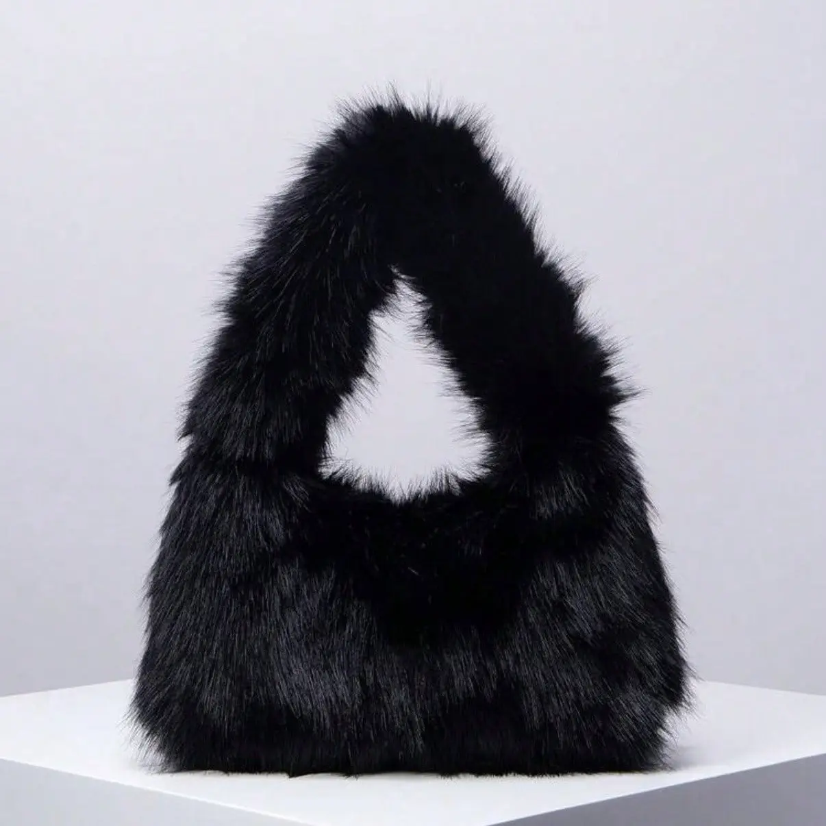 Fluffy Soft Candy Color Handbag, Y2K Style Faux Fur Shoulder Bag Women's Party Bag Fur Wallet Purse Suitable for Party Dresses, Commuting, Work, Gatherings, Parties