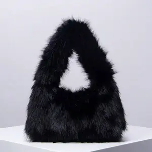 Fluffy Soft Candy Color Handbag, Y2K Style Faux Fur Shoulder Bag Women's Party Bag Fur Wallet Purse Suitable for Party Dresses, Commuting, Work, Gatherings, Parties