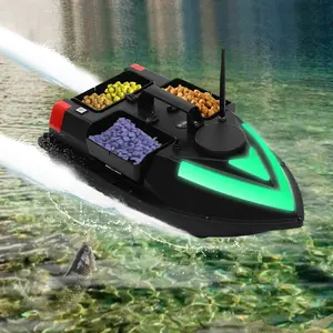 CNCEST Durable ABS Plastic Rechargeable RC Speed Boat - GPS Positioning & Cruise, 5200mAh Battery, 1640ft Remote Control Distance, 3 Bait Boxes, LED Light Strip, Streamlined Design for RC Boat Enthusiasts