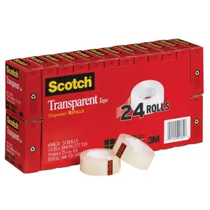Scotch 600 Strong Adhesive Multi-Purpose Photo-Safe Self-Adhesive Tape - 1 In. Core, 24-Pack (for Scrapbooking, DIY Projects)