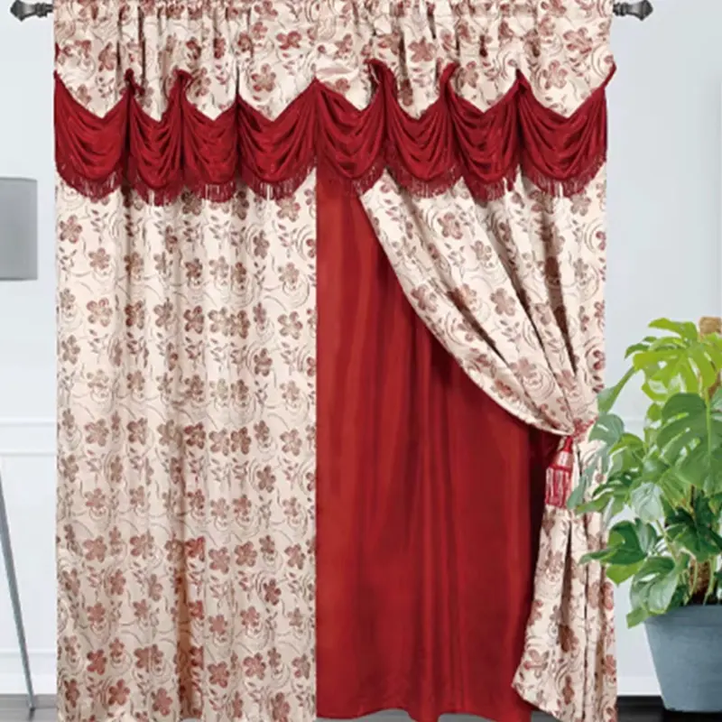 Luxury Non-Customised Artificial Fabric Floral Print Window Curtains Bedroom Set - 2 Panels (135*213cm) for Window Hanging, Home Decoration, Valance