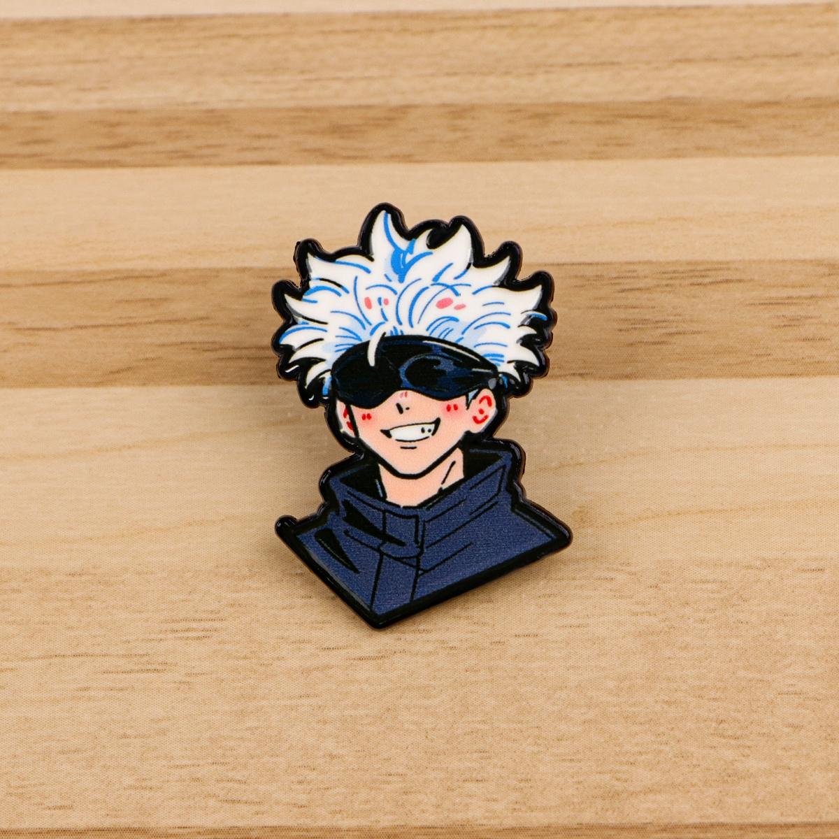 Cool Anime Character Pin, Punk Design Badge, Zinc Alloy Unique Brooch, Fashion Clothing Accessory, Casual Style, All Seasons, Pin Included