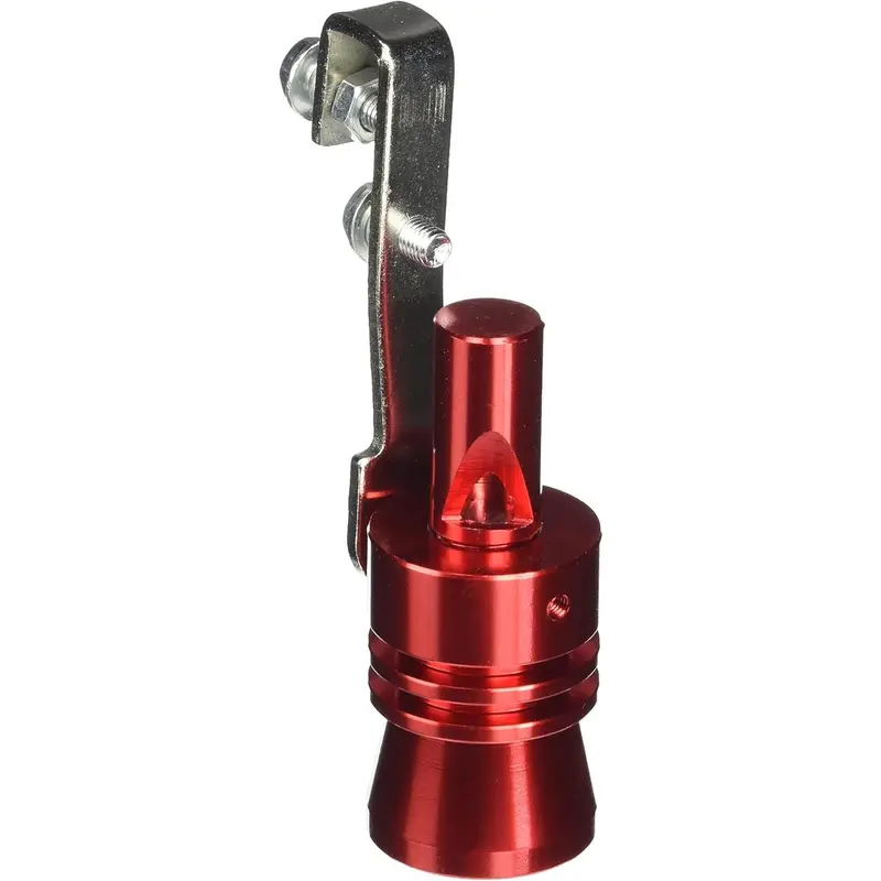 Dewhel Universal Aluminum Turbo Sound Exhaust Muffler Pipe Whistle Car Blow off valve BOV Tip Simulator Whistler Size XL Red