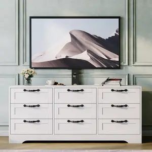 9 Drawer Dresser TV Stand with Mount for 32-85 in TVs, Modern Entertainment Center with Drawers, Media Console Table for Bedroom Living Room