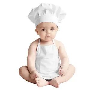 2-Piece Baby Chef Costume Set, Baby Costumes Newborn Photography Prop with Adjustable Chef Hat & Apron, White