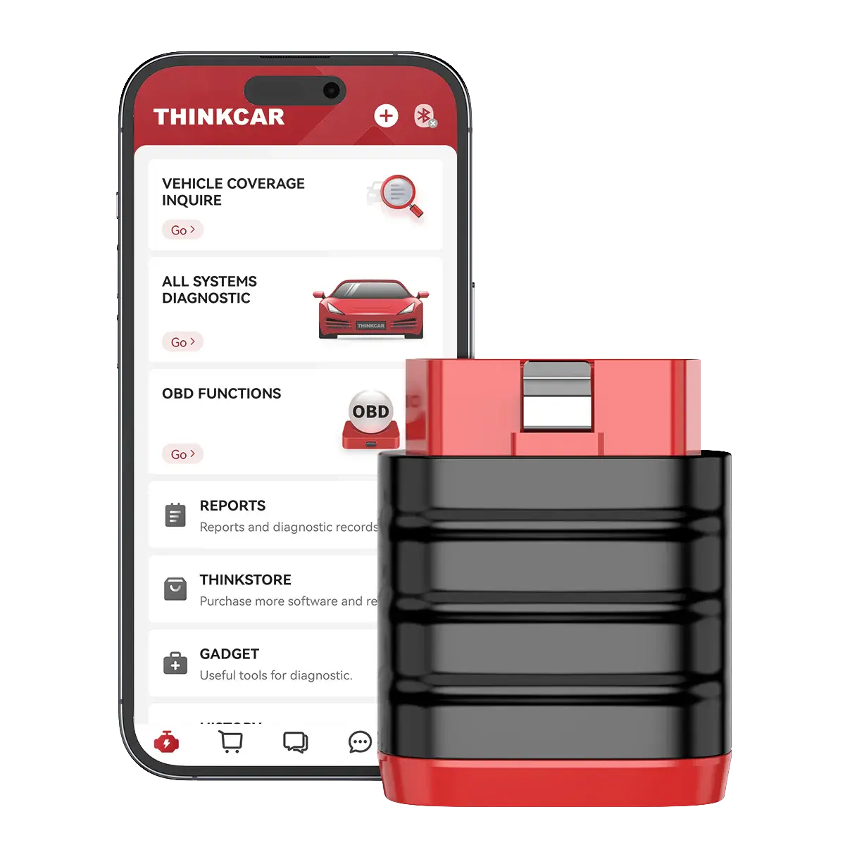 THINKCAR THINKDIAG Mini Compact Bluetooth OBD2 Scanner - Plug-and-Play Full System Diagnostic Code Reader, Auto VIN, 98% Coverage, Full OBD2 Functions, 15+ Lang, Lifetime Updates, Read/Clear Codes - DIY Repairs, Home Garage Use