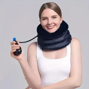 Adjustable Inflatable Cervical Traction Device for Instant Neck - Comfort Padded Support with Blue Valve, Ideal for Home & Office Use, Posture Improvement | Adjustable Design | Soft Padding, Neck Traction Device