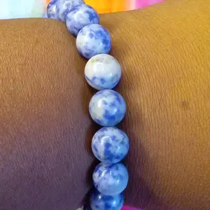 Blue white sodalite round genuine stone beaded bracelets 10mm