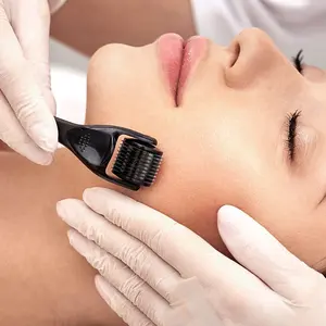 Derma Roller, Microneedle Roller For Face, for Hair Beard and Facial Skin Face 540 Microneedle Cosmetic Beauty Instrument  Self-Care Gifts for Women & Men BeardRoller 0.25mm (Black) pores remover vacuum Skincare Comfort derma roller